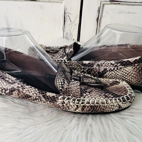 Impo Dario Gray & Black Leather Faux Snakeskin Comfort Shoes Loafers Womens 8.5M - Picture 4 of 7